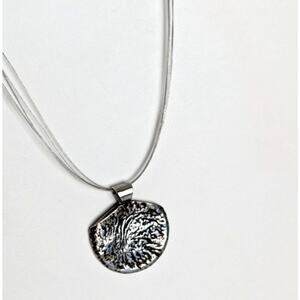 Silver coin pendant Reticulated sterling bail wire necklace 16" 11/8' Pendant
